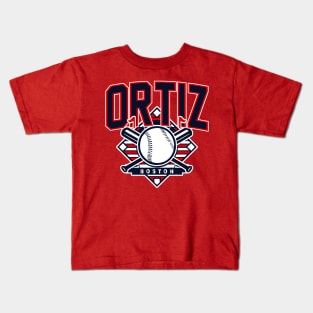 Vintage Boston Baseball Ortiz Kids T-Shirt